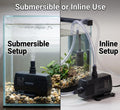 EcoPlus Eco 264 Submersible Water Pump 290 GPH, 17W Fixed Flow Pump with 6 ft Cord, Inline or Submersible for Hydroponic