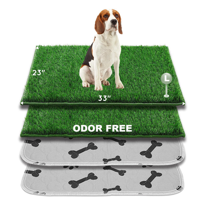 HQ4US 4LEGS Dog Pee Grass with Washable Pee Pads for Dog Litter Box 2 Sets, Large Ultra-Absorbent Artificial Grass Pads for Dogs Potty Grass with Reusable Puppy Pads for Indoor Potty Training