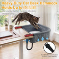 Hylemoros Cat Desk Bed for Large Cats 50 lbs Heavy Duty Cat Bed for Desk Attachment with Paw Design Extra-Sturdy Dog Chair Dual-Sided Mat Waterproof Easy Assembly for Gaming Desk Kitchen Island Gray