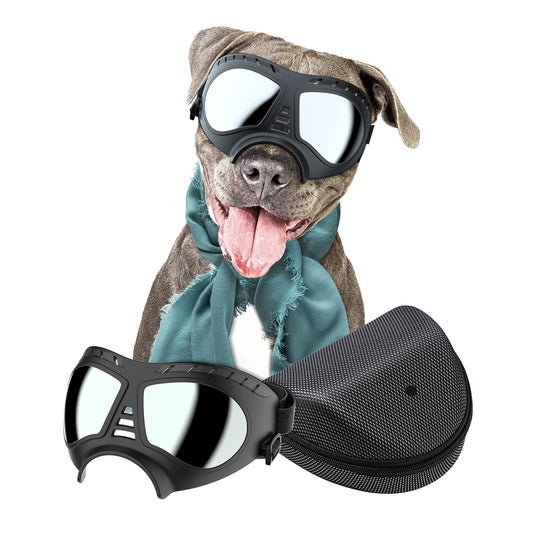 NVTED Dog Goggles Big Area Dog Sunglasses, Large Breed Windproof Snowproof Eye Protection Pet Glasses for Outdoor Driving Cycling (Large)