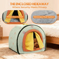 Dog House Indoor for Small Dogs & Cats, 2-in-1 Enclosed Dog Bed, Green S