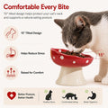 Ceramic Elevated Mushroom Cat Bowls, Tilted Raised Pet Dish Anti Vomit Kitten Bowl for Indoor Cats, Whisker Friendly Pet Food and Water Bowl for Kitten, Cat, Puppies, Dishwasher Safe (Red)