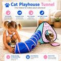 Rypet Cat Toy Tunnel and Cubes Bundle - Interactive Crinkle Collapsible Cat Tube and Foldable Cubes Playground for Kitty, Rabbit, Puppy, Ferret Hiding Hunting and Resting