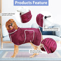 Dog Bathrobe Towel Drying Coat - Super Absorbent Bath Robe for Drying Dogs Large, Soft Adjustable Collar & Belly Strap F