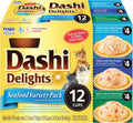 INABA Dashi Delights Lickable Cat Treats, Seafood Variety, 12ct