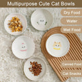 Seyatoo Ceramic Cat Bowls Set - 5.7 inch Wide Cat Food Bowls Whisker Fatigue Friendly, 5 Colorful Kitten Dish Plates with Cute Pattern for Wet and Dry Food Water