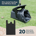 Stainless Steel Dog Pooper Scooper,40" Long Handle Swivel Bin, Rake and Spade,20 Waste Bags & Hook - Heavy Duty Portable