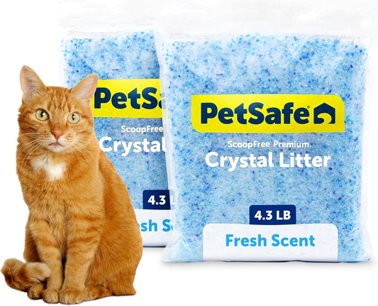 PetSafe ScoopFree Premium Crystal Cat Litter - Outperforms Clay Litter - Less Tracking, Dust for A Fresh Home - Non-Clumping - Two 4.3 lb Bags of Litter (8.6 lb Total) - Original Blue