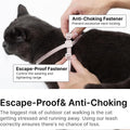 Cat Harness and Leash 2-in-1, Escape Proof Anti-Choking Harness Adjustable Lightweight Leash One-Piece Non-Detachable fo