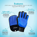 LVGSUN Cat Grooming Gloves for Shedding – Pet Hair Remover Set with Self-Cleaning Mitt – 2 Deshedding Gloves + 1 Reusable Cleaning Mitt for Cats & Dogs – Long & Short Hair Deshedder