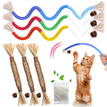 GBSYU Cat Toys Chew Rope & Silvervine Sticks for Bored Indoor Adult Cats, 6Pcs Interactive Catnip Toys for Cats with Refillable Natural Catnip Bag for Teeth Cleaning