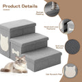 MewCharm 3-Step Wider Dog Steps for Bed 17" H, Foldable Dog Stairs with Storage, Non-Slip Pet Steps for Small Medium Large Dogs, Arthritis-Friendly Pet Stairs for Couch and Car Up to 200 lbs, Grey