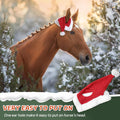 Santa Hat for Horse Equestrian Christmas Holiday Fleece Cap with Jingle Bell,Pet Costumes Christmas One Ear Slip On