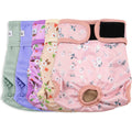 Female Dog Diapers 5Pcs - Premium Reusable Diapers for Doggie in Heat - Highly Absorbent Dog Diapers Female for Pet Incontinence with Adjustable Snaps, Flowers S