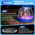 Pawtners Foldable Dog Pool with Sprinkler & RGB LED Light, 72" Collapsible Hard Plastic Swimming Pool for Small Large Dogs Cats and Kids, Portable Pet Bathing Tub Wading Pool for Backyard Camping Blue