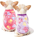 2 Pack Dog Sweaters for Small Dogs Girl Boy Winter Fleece Dogs Clothes Cute Warm Puppy Sweater Chihuahua Teacup Dog Clothes Pet Outfit Pink Blue (Purple, XXX-Small(for 0.8-1.5lb))