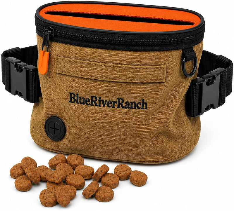 Dog Treat Pouch, Auto-Close One-Hand Access Training Treat Bag with Adjustable Waist Belt, Hands-Free Reward Pouch for D
