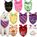 Weewooday 9 Pcs Holiday Dog Bandanas 4th of July Bandanas Patriotic Red White and Blue Birthday Scarf Adjustable Pet Washable Scarves for Large Dog Christmas Supply