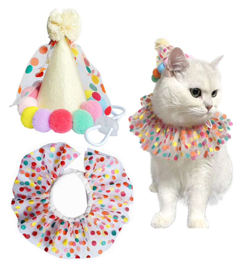 Cat Dog Princess Costumes Puppy Cat Birthday Bandana Scarf and Party Hat Cute Lace Dog Bib Scarf and Christmas Hat Doggy Birthday Party Decorations Set