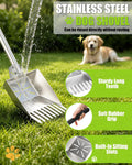 71" Stainless Steel Pooper Scooper, 3-Adjustable Angle Dog Shovel & Rake