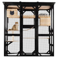 FunXplore 71.1" L Large Cat Catio Outdoor Cat Enclosure Window Acess, Walk-in Cat Cage Cat House for Multiple Indoor Outdoor Cats, Outside Patio 6 Doors Weatherproof Roof