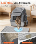 GTPLAYER XXL Stainless Steel Cat Litter Box with Lid, High Sided Enclosed Cat Litter Box, Activated Carbon Odor Control,