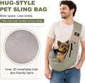 Dog Carrier Sling for Small Dogs & Cats, Puppy Sling Bag with Drawstring Mesh Opening, Safety Clip, Zipper Storage Pockets, Hands-Free Pet Carrier for Travel, Walking, Hiking (Green)