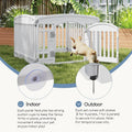 DUMOS Dog Playpen 4 Panels 24" Plastic Exercise Indoor Pen with Door Small Puppy, Medium Dogs Animal Pet Fence for Outdoor, Garden, Yard, RV Camping, White