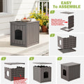 Outdoor Cat House Weatherproof, Resin Cat Houses for Outdoor Indoor Cats, Cat Box Enclosure, Cat Bed Easy to Assemble & 