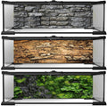 3 PCS 36"x18" Reptile Terrarium Background – Polyester Fabric for Bearded Dragon Tank Decor with Rock Bark & Forest Patt