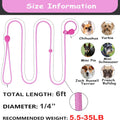6FT Dog Training Leash - Slip Lead for Small & Medium Dogs - Strong, Lightweight, No Pull - Comfortable Loop (D-Pink, 6F