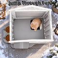 Insulated Outdoor Cat House Weatherproof for Feral Multi Cat, 2 Story Plastic Elevated Cat Shelter with Escape Door, Scratching Post, Stainless Steel Bowl, Grey 21.5" D x 21" W x 34" H