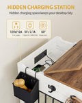 Hzuaneri 24.6 in Dog Crate Furniture with Storage & Power Indoor Dog Kennel