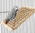 OOXYG Bird Ladder Perch for Cage, Conure Seagrass Ladder Bridge Exercise Stands, Natural Hand-Woven Net Amazon Parrot Climbing Chewing Hammock, Cage Accessories for Lovebird Conure Budgie Parakeet