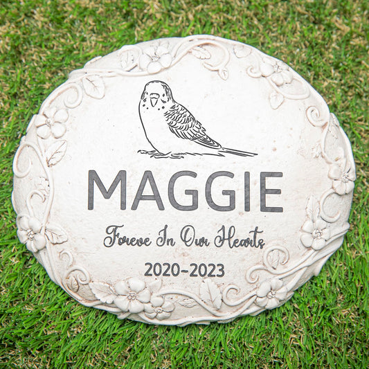 HENTOL Personalized Parakeets Memorial Stone, Pet Grave Marker Budgie, Parakeets Headstone, Budgie Tombstone, Parakeets Gravestone, Budgie Memorial Gifts