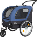 KEIKI Dog Bike Trailer with Built-in Leash, 2-in-1 Pet Stroller Cart Bicycle Carrier, Easy Folding Cart Frame with Front Caster & 20" Quick Release Air-Filled Wheels, Supports up to 110 lbs