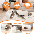 Cat Tunnel, 2-Way Collapsible Cat Tube with Interactive Peek-A-Boo Hole, Toy Ball, and Rope Ideal for Indoor Cats, Kittens, and Rabbits, Beige