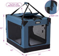 EliteField 4-Door Folding Soft Dog Crate (2-Year Warranty) with Aluminum Frame, Top Curtain, Carrying Bag, and Fleece Bed, Indoor & Outdoor Pet Home (42" L x 31" W x 32" H, Blue Gray)
