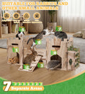 HIIMALEX Large Wooden Bunny Castle Rabbit House Indoor Small Animal