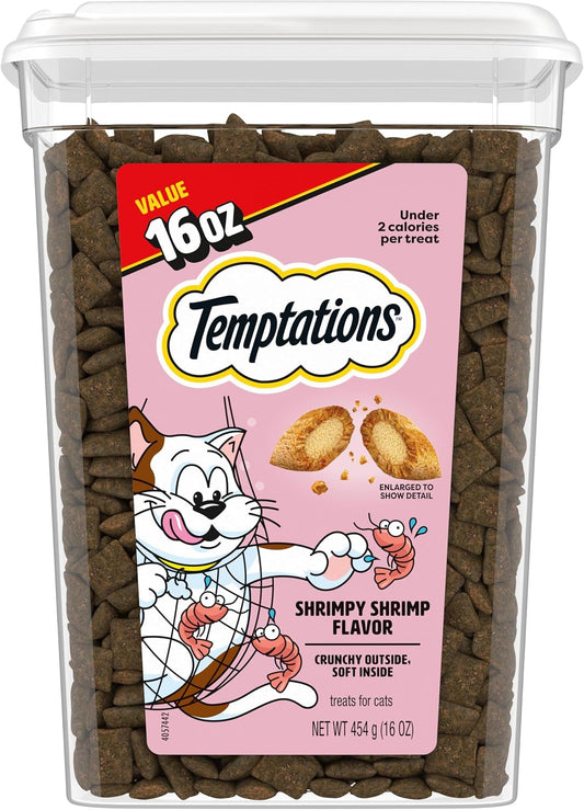 Temptations Cat Treats, Classic Crunchy and Soft Cat Treats, Shrimpy Shrimp Flavor, 16 oz. Tub