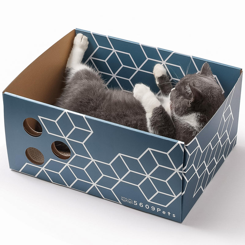 5609PETS Cat Scratching Box, Extra Large Refillable Double-Sided Scratch Pad, No-Mess Cat Scratcher for Indoor Cats