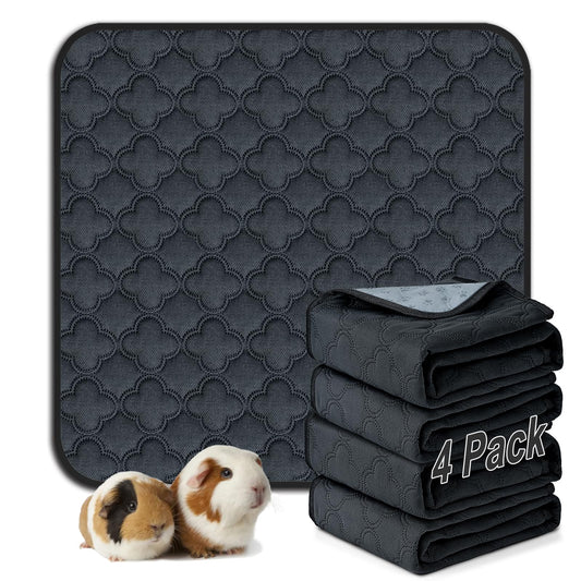 FunFurry Washable Guinea Pig Cage Liner - 4 Pack Reusable Washable Pee Pads，Waterproof Guinea Pig Bedding for Small Animal - Rabbit Bunny Hamster Puppy (Dark Grey, 12" X 12" - 4 Pack)