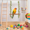 3 Pcs 2 Sizes Bird Ladder, 5/6-Step Wooden Cage Ladder with Swing