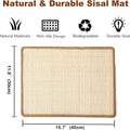 2PCS Rabbit Scratching Mats, Natural Sisal Bunny Scratch Pad, 16x12in