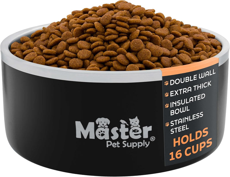 Master Pet Supply Stainless Steel Dog Bowls 128 oz Heavy Duty