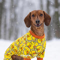 Fitwarm Funny Duck Dog Pajamas, Dog Winter Clothes for Small Dogs Girl, Lightweight Velvet Pet Jumpsuit, Cat Onesie, Yel