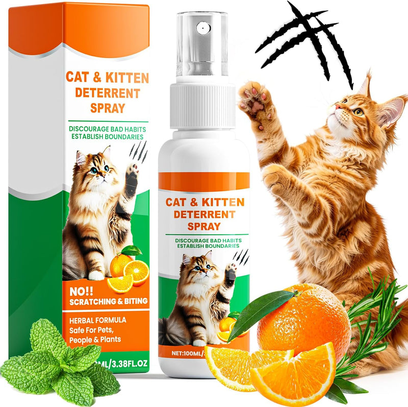 Cat Spray Deterrent, Cat Deterrent Spray for Furniture Protection, Natural Cat Training Spray for Cats to Stop Scratchin