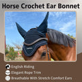 EQUINEWAVE Horse Fly Bonnet, Breathable Crochet Ear Bonnet with Stretch Comfort Ears, Contoured Fit for English Riding