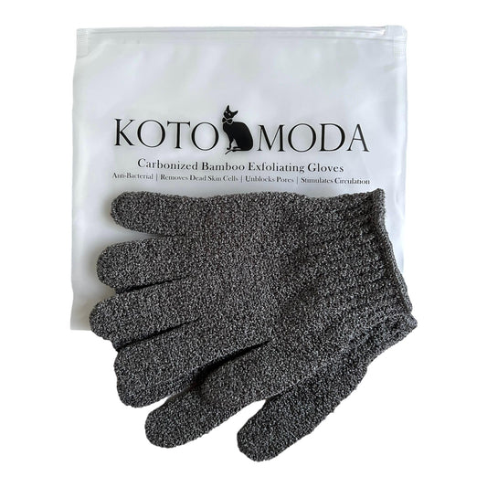 Kotomoda Sphynx Cat Bath Glove, Carbonized Bamboo Charcoal Exfoliating Mitt for Hairless Cats, Gentle Pet Grooming Bath Scrub for Peterbald and Donskoy (1 Pair)