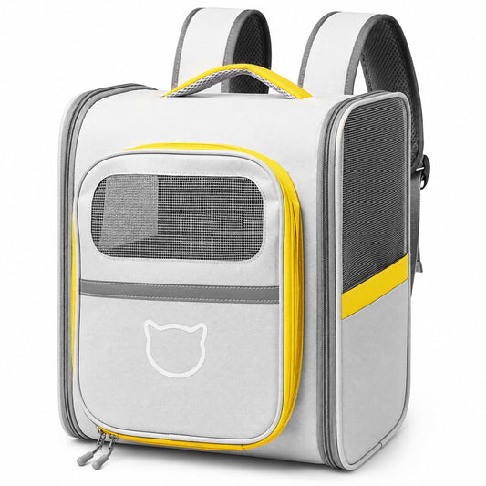 Vivicreate Cat Backpack Carrier for Dogs and Cats Kittens Rabbits, Foldable Mesh, Cat Carrier Backpack 15 Lbs, Pet Backpack Carrier for Walking, Camping and Cycling (Gray)
